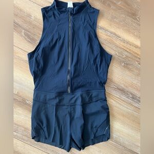 Lululemon Athletica Navy Nulux zip up track bodysuit 3” size 12